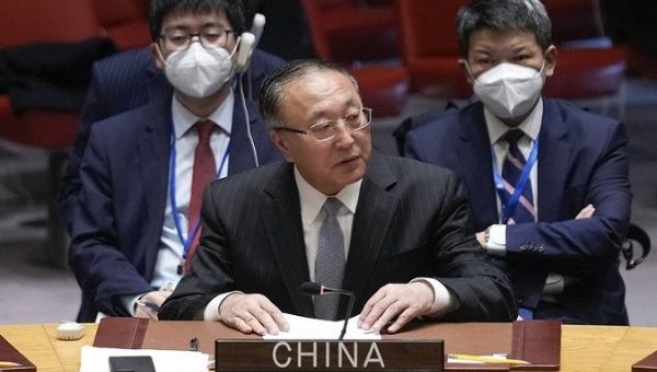 China's permanent representative to the UN Zhang Jun. Feb. 20, 2023. 