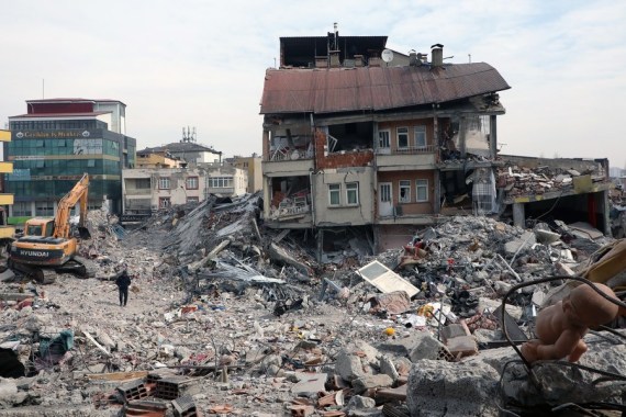 This photo taken on Feb. 19, 2023 shows a view of damage in the quake-hit city of Kahramanmaras, Türkiye.