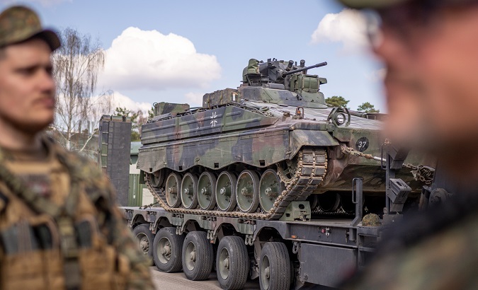 German-made Leopard tank shipped to Ukraine.