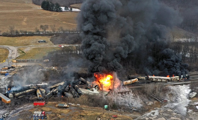 Norfolk Southern train derailment, Ohio, U.S., Feb. 2023.