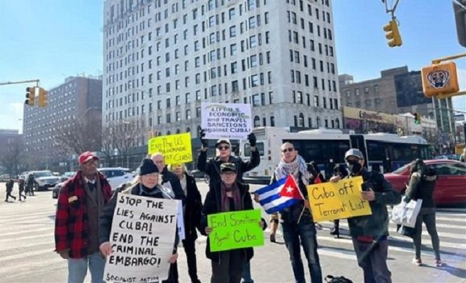 U.S. citizens rejecting the blockade against Cuba, Feb. 26, 2023.