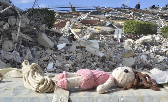 Impromptu tribute to the child victims of the earthquake, Türkiye, Feb. 2023.