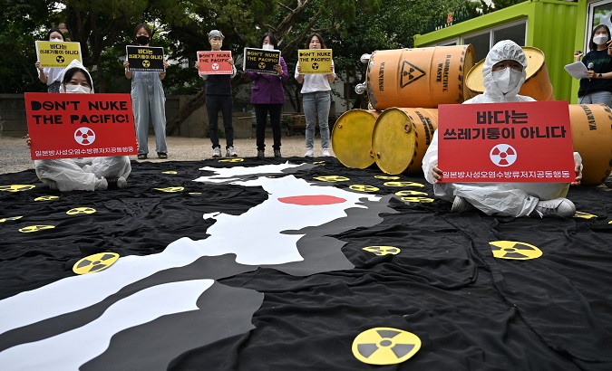 South Korean activists protest against Japan’s plan to discharge radioactive water into the sea, 2022.