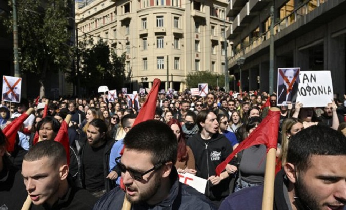 Citizens protesting in Greece, March 8, 2023.