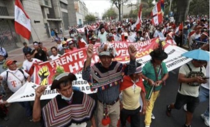 Demonstration against President Dina Boluarte, Peru, Lima, Feb. 28, 2023.