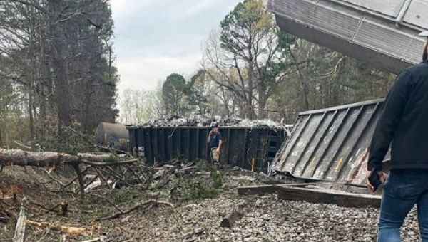 Train derailed near Piedmont in Alabama, U.S., March 9, 2023.