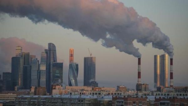 Steam rises above the city of Moscow, Russia, Jan. 6, 2023.