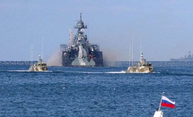 Russian military ships in the Black Sea.