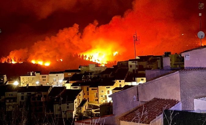A wildfire near a Valencian town, Spain, March 25, 2023.