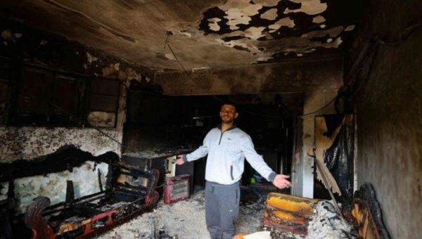 Palestinian house in Sinjil attacked by Israeli settlers, Mach 26, 2023.