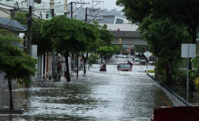 A flooded street in Guayaquil City, Ecuador, March 2023.
