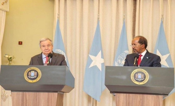 UN Chief and President of Somalia. Apr. 12, 2023.