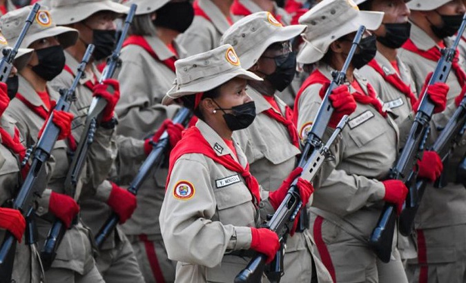 Members of the Bolivarian National Militia, Venezuela.
