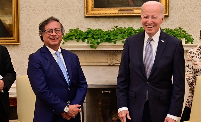 Colombian President Gustavo Petro (L) and U.S. President Joe Biden (R), April 21, 2023.