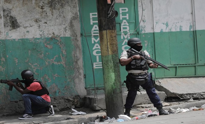 Police patrolling the streets after gang members tried to attack a police station in Port-au-Prince. May. 2, 2023.