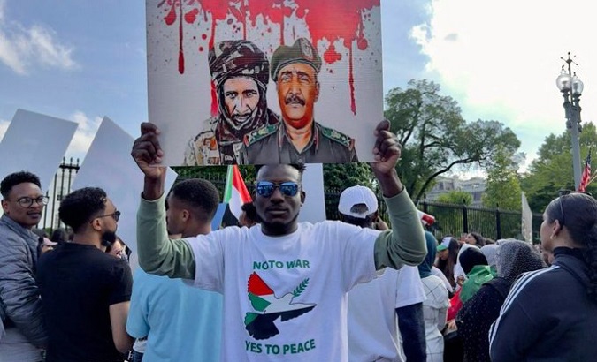 Activists protesting against the armed conflict in Sudan, Washington D.C., U.S., April 29, 2023.