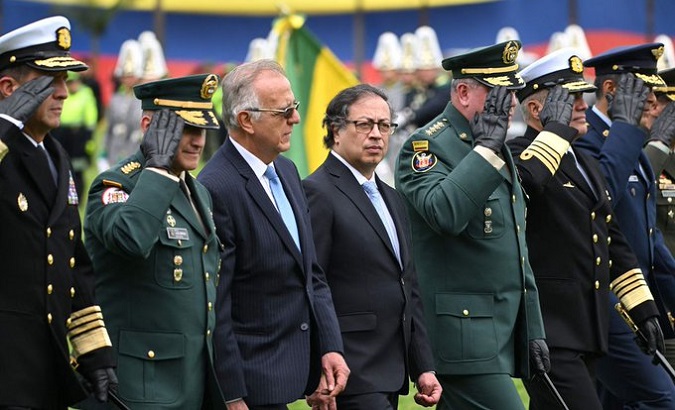 Colombian President Gustavo Petro (C), 2023.