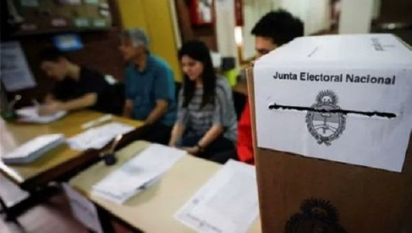 Ballot box on a table, Argentine, May 14, 2023.