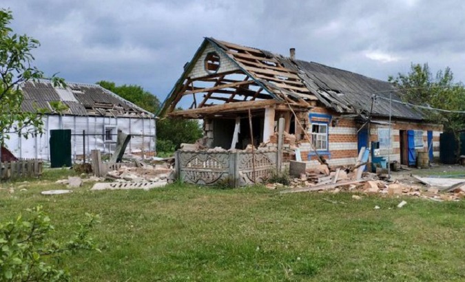 A house destroyed in Belgorod, Russia, May 23, 2023.