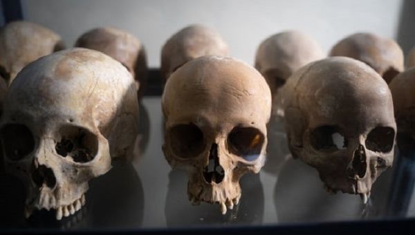 Remains of the victims of the genocide in Rwanda.