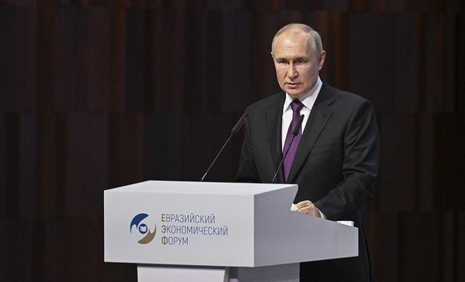 Vladimir Putin at the Eurasian Economic Forum, Moscow, Russia, May 24, 2023.
