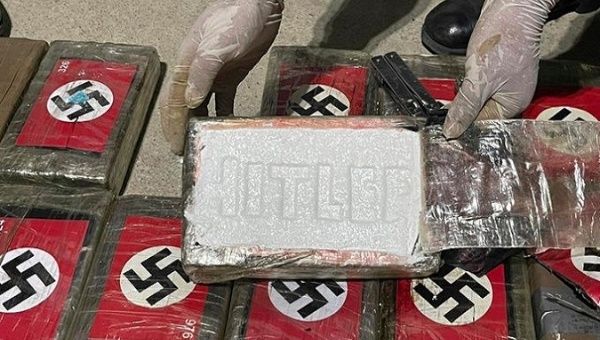 Cocaine bricks with Nazi insignia in Peru. May. 26, 2023.