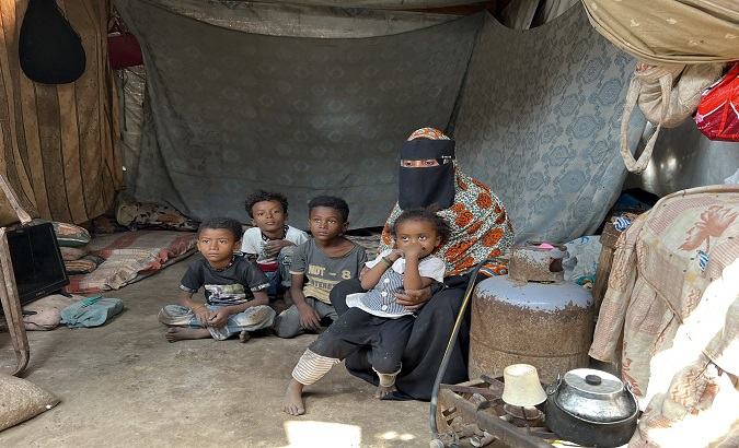 Displaced family in Yemeni camp. Jun. 29, 2023.