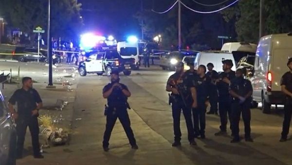 Police in parking lot in Texas, U.S. where the shooting occurred. Jul. 5, 2023.