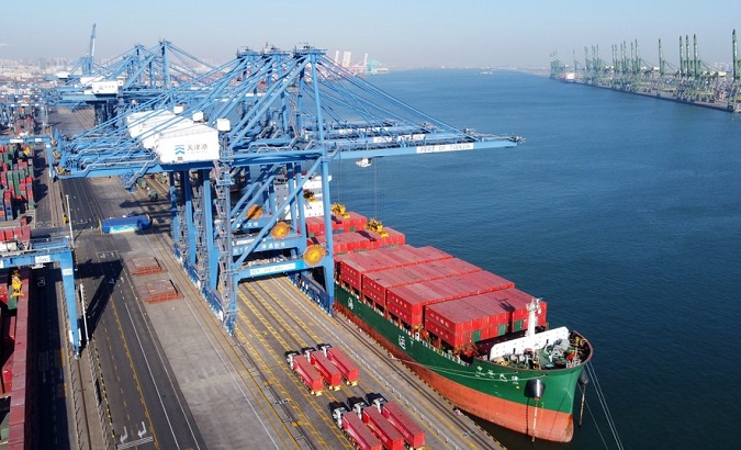 Port infrastructure promoted by the Belt and Road Initiative.