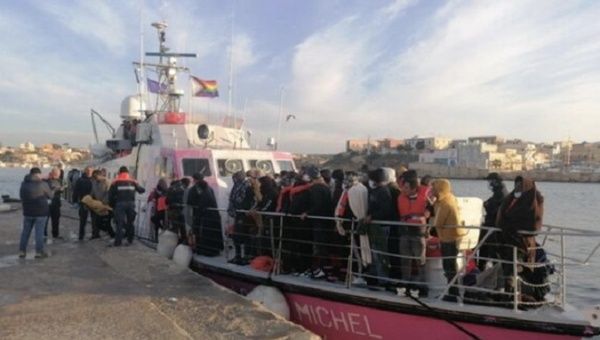 Migrants arrive in Lampedusa, July 17, 2023.