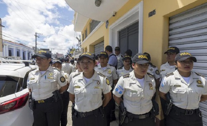 Police raid the Seed Movement's headquarter in Guatemala, July 21, 2023.