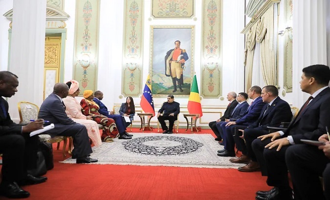 Venezuelan President Nicolas Maduro meets with a delegation from the Republic of Congo. Aug. 4, 2023.