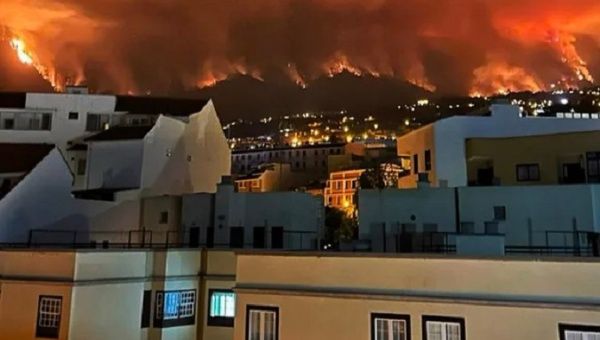 Flames approaching to La Orotava, Tenerife, Spain, Aug. 17, 2023. 