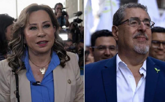 Presidential candidates Sandra Torres (L) & Bernardo Arevalo (R), Aug. 20, 2023.