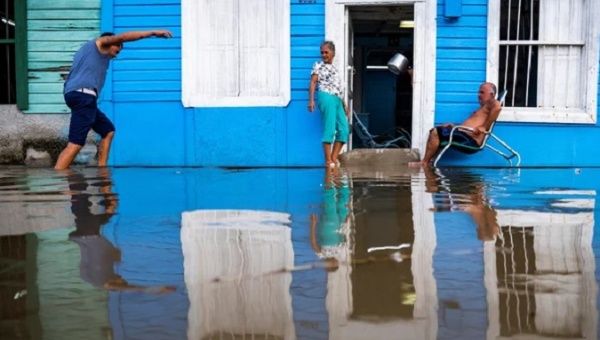 A Cuban town flooded by the rains caused by Idalia, Aug. 28, 2023.