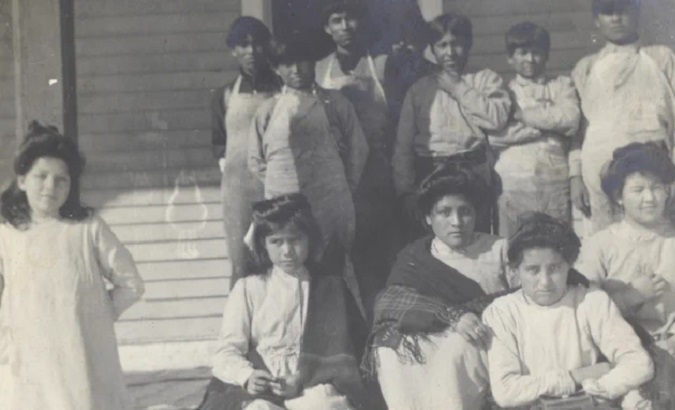 Indigenous children at a boarding school, U.S.