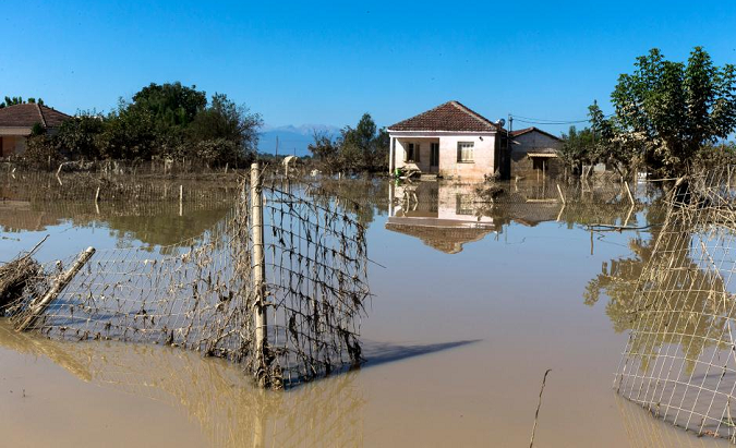 A flooded area in the village of Metamorfosi, Greece, Sept. 12, 2023.
