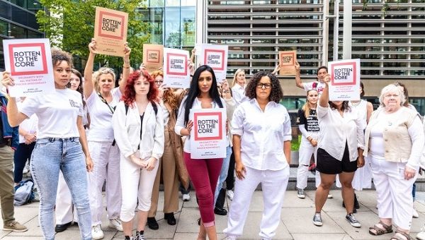 Women's Equality Party rally in solidarity with victims of police misconduct, UK., 2023.
