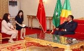 LI Yan, new Chinese Ambassador, presents her credentials to the President of Congo Denis Sassou Nguesso. Sep. 28, 2023. 