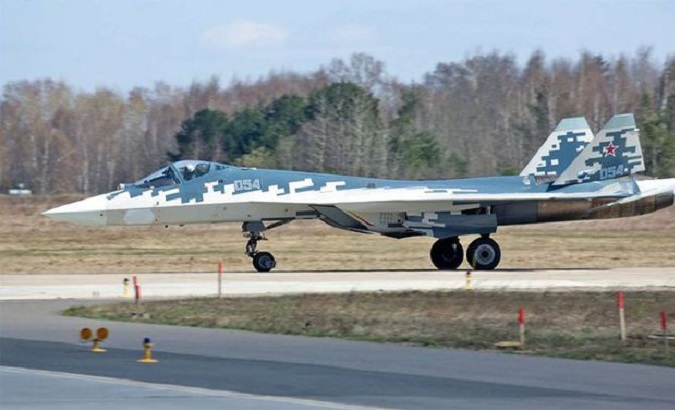 A Su-57 fighter.