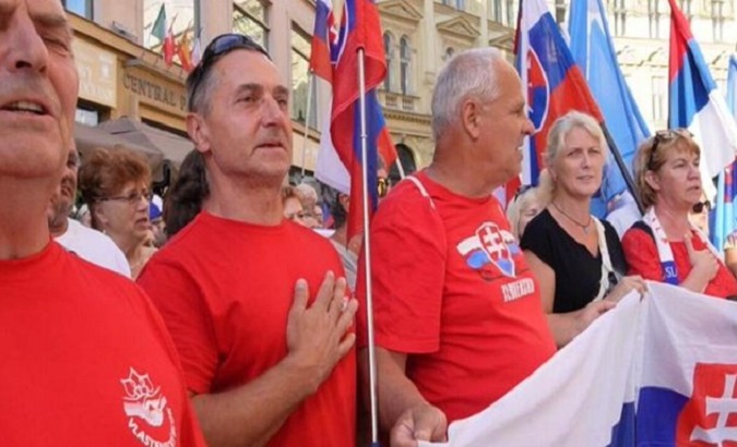 A political rally in Slovakia in early September, 2023.