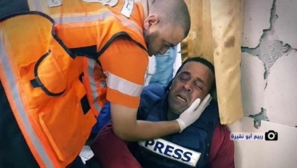 Palestinian journalist Hatem Omar in Rafah, Gaza, Oct. 17, 2023.