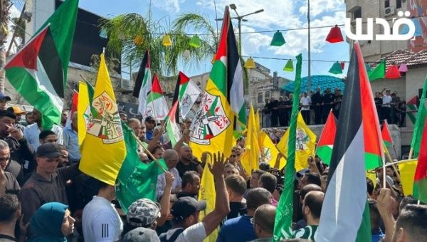 Palestinians protesting in Tulkarm, West Bank, Oct. 18, 2023.