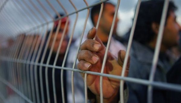 Workers from Gaza detained by Israeli authorities. 