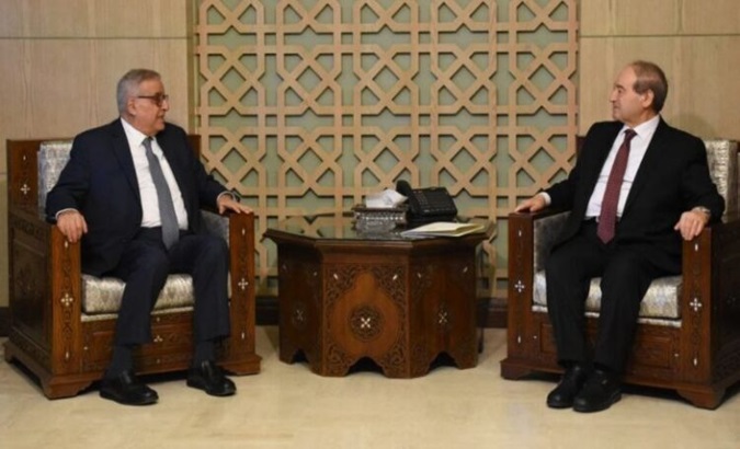 Syrian Foreign Minister Faisal Mekdad held a meeting with his Lebanese counterpart Abdallah Bou Habib. Oct. 23, 2023.