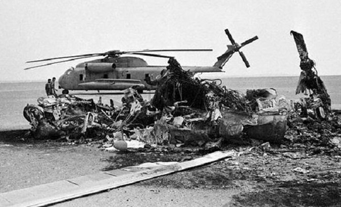 Helicopter destroyed in the Tabas incident, 1980.