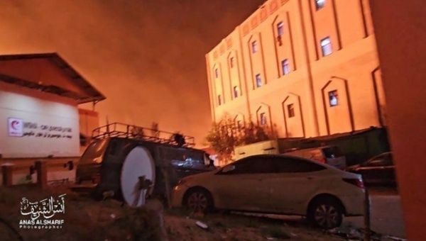 Israeli bombing near the Indonesian Hospital in Gaza, Nov. 9, 2023.