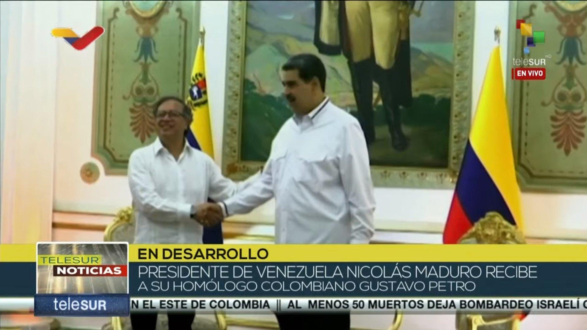 The Colombian president meets with his counterpart Nicolás Maduro in Caracas, Venezuela Nov. 18, 2023