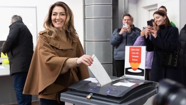 Turkish-born politician Dilan Yesilgoz casting her vote, Nov. 22, 2023. 