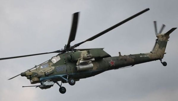 A Mil Mi-28 attack helicopter.